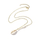 Natural Shell Pendant Necklace with Brass Cable Chains(NJEW-JN04472)-3