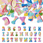 52Pcs 2 Sets Letter A~Z Embroider Thread Cloth on/Sew On Patches, Hot Melt Adhesive, Cloth Appliques, Mixed Color, 39.5~40.5x19.5~34.5x1.5mm, 26pcs/set(PATC-TA0001-40)