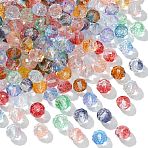300Pcs Transparent Baking Paint Glass Beads, Two Tone, with Gold Foil, Faceted, Rondelle, Mixed Color, 8x6mm, Hole: 1.6mm(GLAA-CJ0002-46)
