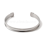 304 Stainless Steel Grooved Open Cuff Bangle Making, Tarnish Free, Stainless Steel Color, Inner Diameter: 1.97x2.56 inch(5x6.5cm), 8mm, Slot: 4.8mm(BJEW-H644-01P)