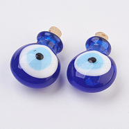 Handmade Lampwork Perfume Bottle Pendants, Essential Oil Bottle, Evil Eye, Blue, 29.5~30mm, Hole: 5~5.5mm, Bottle Capacity: 0.5~1ml(0.017~0.03 fl. oz)(LAMP-P044-H05)