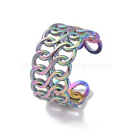 Ion Plating(IP) 304 Stainless Steel Infinity Open Cuff Ring, Hollow Ring for Women, Rainbow Color, US Size 9(18.9mm)(STAS-E168-08M)
