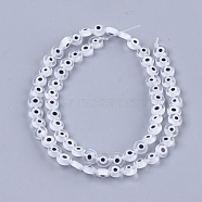Handmade Evil Eye Lampwork Beads Strands, Flat Round, Clear, 6x2.5mm, Hole: 1mm, about 64~65pcs/strand, 14.1 inch~14.5 inch(LAMP-S191-02A-10)
