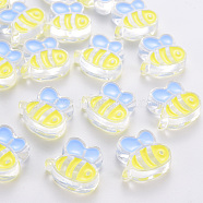 Transparent Acrylic Beads, with Enamel, Bee, Yellow, 23.5x26x9mm, Hole: 3mm(X-MACR-S374-06A-01)