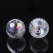 Handmade Blown Glass Globe Beads, AB Color Plated, Pumpkin, Clear AB, 16x15~15.5mm, Hole: 1.5~2mm(X-BLOW-T001-02A-AB)