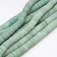 Natural Frosted Gemstone Green Aventurine Beads Strands, Column, 12~13x6~10mm, Hole: 1mm, about 40~50pcs/strand, 15.74 inch(G-L158-02)