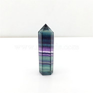 Point Tower Natural Fluorite Home Display Decoration, Healing Stone Wands, for Reiki Chakra Meditation Therapy Decos, Hexagon Prism, 50~60mm(PW23030654422)