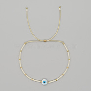 Adjustable Turkish Blue Shell Evil Eye Colorful Braided Beaded Bracelet for Women(OP7113-4)