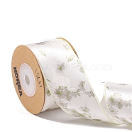 Polyester Lock Edge Printed Flower Ribbon, DIY Hair Bows Crafts Gift Wrapping Handmade Accessories Decoration, Dark Sea Green, 1-1/2 inch(38mm), about 10.00 Yards(9.14m)/Roll(PW-WG70ADC-01)