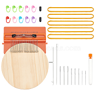 Minitype Knitting Machine Tool Set, including Plastic Loom, Flat Round Wood Plate, Tube, Rubber Elastic Band, Crochet Hook, Needle, Stitch Marker, Colorful, 15~150x1~12.5mm, 26pcs/set(DIY-WH0453-51)