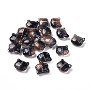 Glass Beads, for Jewelry Making, Cat, Black, 12.5x14x6.5mm, Hole: 1mm(GLAA-G079-02B)
