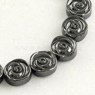 Non-magnetic Synthetic Hematite Beads Strands, Flower, Black, 8x3mm, Hole: 1mm, about 49pcs/strand, 16.1 inch(G-R260-11)