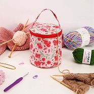 Oxford Zipper Knitting Bucket Bag with Handle, Yarn Storage Organizer, Crochet Hooks & Knitting Needles Bag, Red Spider Lily, 13x14cm(PW-WG69279-01)