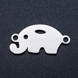 201 Stainless Steel Stamping Blank Links connectors, Elephant, Stainless Steel Color, 9x18.5x1mm, Hole: 1.5mm(STAS-T046-JA333-1)