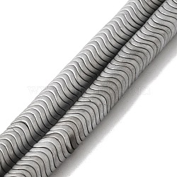 Electroplated Synthetic Non-Magnetic Synthetic Hematite Beads Strands, Wavy Disc, Platinum Plated, 6~6.5x1.5mm, Hole: 1mm, about 325pcs/strand, 16.93''(43cm)(G-I364-N01-P01)