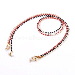 Eyeglasses Chains, Neck Strap for Eyeglasses, with Glass Seed Beads and Rubber Loop Ends, Golden, Mixed Color, 27.55 inch(70cm)(AJEW-EH00317)
