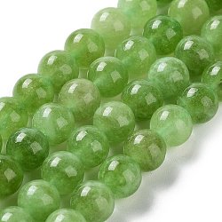 Dyed Natural Malaysia Jade Beads Strands, Round, Yellow Green, 8mm, Hole: 1.2mm, about 23pcs/strand, 7.28 inch(18.5cm)(G-G021-02B-04)