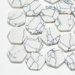 Synthetic Turquoise Cabochons, Hexagon, White, 12x11x2mm(X-TURQ-S290-59A)