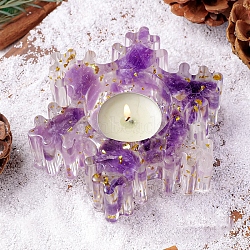 Natural Amethyst & Resin Candle Holder Molds, Snowflake, 110x110x30mm, Inner Diameter: 46mm(DJEW-H012-02A)