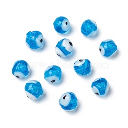 Handmade Lampwork Beads, Evil Eye, Sky Blue, 8mm, Hole: 2mm(DT250J-7)