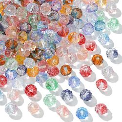 300Pcs Transparent Baking Paint Glass Beads, Two Tone, with Gold Foil, Faceted, Rondelle, Mixed Color, 8x6mm, Hole: 1.6mm(GLAA-CJ0002-46)