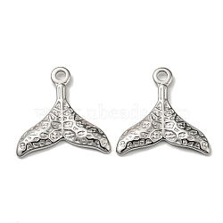 304 Stainless Steel Pendants, Whale Tail Charms, Stainless Steel Color, 25x25x3mm, Hole: 3mm(STAS-L022-023P)