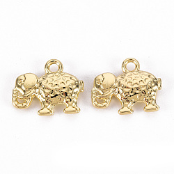 Rack Plating Alloy Pendants Rhinestone Settings, Cadmium Free & Lead Free, Elephant, Golden, Fit For 0.9mm Rhinestone, 13.5x16x3mm, Hole: 2mm(PALLOY-N155-97-RS)