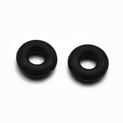 Rubber O Rings, Donut Spacer Beads, Fit European Clip Stopper Beads, Black, 5x1mm(X-KY-E002-02)
