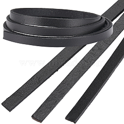 3Pcs Flat Leather Jewelry Cord, Jewelry DIY Making Material, Black, 6x2mm, about 80cm/pc(WL-GF0001-16D-02)