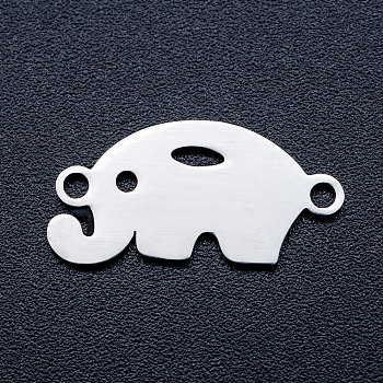 201 Stainless Steel Stamping Blank Links connectors, Elephant, Stainless Steel Color, 9x18.5x1mm, Hole: 1.5mm
