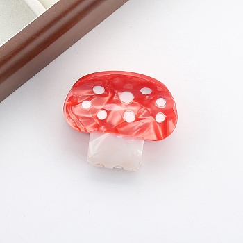Cute Mushroom Cellulose Acetate Claw Hair Clips, for Women Girl Thick Hair, Red, 42x50x35mm