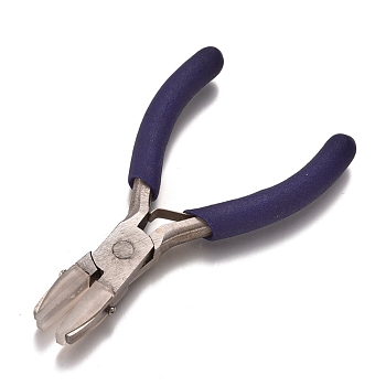 45# Carbon Steel Jewelry Pliers, Nylon Jaw Pliers, Flat Nose Pliers, Plastic Handle, Blue, 9.2x4.25x0.85cm
