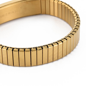 Stainless Steel Rectangle Link Stretch Bracelet, Block Tile Wristband for Women, Golden, Inner Diameter: 2 inch(5.2cm)