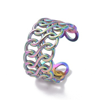 Ion Plating(IP) 304 Stainless Steel Infinity Open Cuff Ring, Hollow Ring for Women, Rainbow Color, US Size 9(18.9mm)