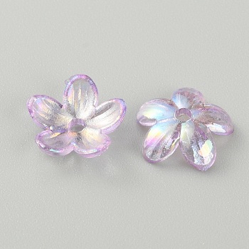 Transparent Acrylic Beads, AB Color, Flower, Plum, 11.5x3mm, Hole: 1.8mm