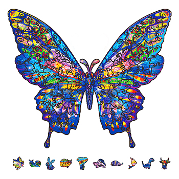 DIY Wooden Assembly Jigsaw Puzzles Toys Kits for Boys and Girls, Children Intelligence Toys, Butterfly, 19x22.4cm