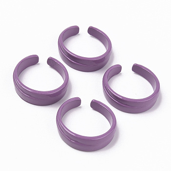 Spray Painted Alloy Cuff Rings, Open Rings, Cadmium Free & Lead Free, Medium Orchid, US Size 6 1/2(16.9mm)