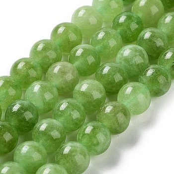 Dyed Natural Malaysia Jade Beads Strands, Round, Yellow Green, 8mm, Hole: 1.2mm, about 23pcs/strand, 7.28 inch(18.5cm)