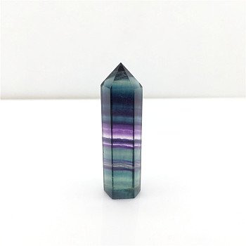 Point Tower Natural Fluorite Home Display Decoration, Healing Stone Wands, for Reiki Chakra Meditation Therapy Decos, Hexagon Prism, 50~60mm