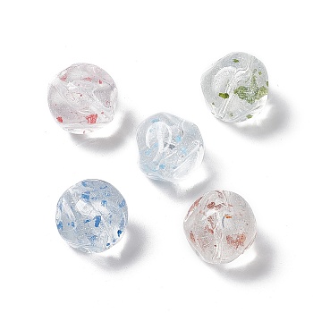 Transparent Acrylic Beads, with Dried Flower Petal, Irregular Round, Random Color, 16x16x5.5mm, Hole: 1.6mm, 230pcs/500g