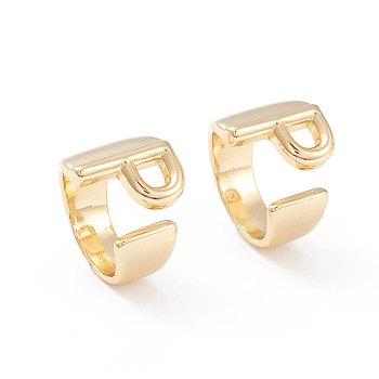 Brass Cuff Rings, Open Rings, Long-Lasting Plated, Real 18K Gold Plated, Letter.P, Size 6, 17mm
