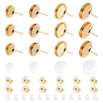 60Pcs 2 Colors 304 Stainless Steel Grooved Beads, Column, Golden & Stainless Steel Color, 8x4mm, Hole: 5mm, 30pcs/color