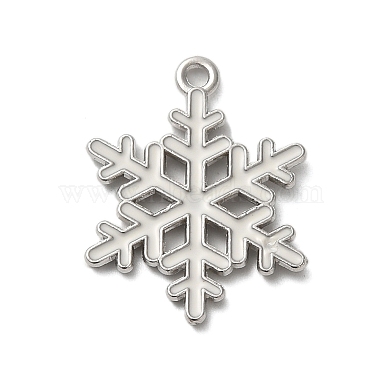 Platinum Snowflake Alloy+Enamel Pendants