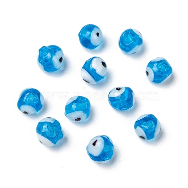 8mm SkyBlue Round Lampwork Beads