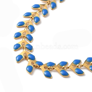 Enamel Ear of Wheat Link Chains Bracelet(BJEW-P271-02G-02)-2