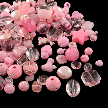 6mm Pink Mixed Shape Acrylic Beads