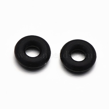 Black Donut Synthetic Rubber Spacer Beads