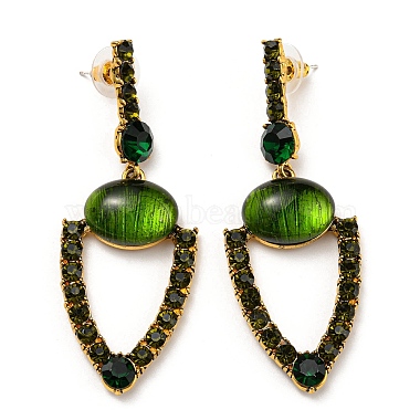 Green Triangle Glass Stud Earrings