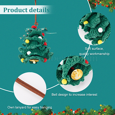 Crochet Christmas Tree Hanging Pendant Decorations(HJEW-WH0007-14)-4