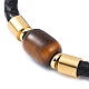 Column Natural Tiger Eye Bead Leather Cord Bracelets(BJEW-A009-03G)-2